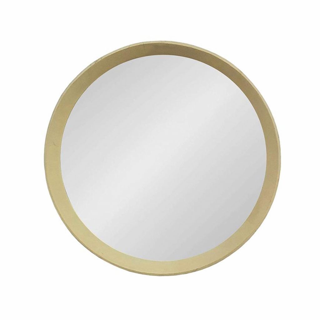 Homeroots - 20" Cream Round Wood Framed Accent Mirror