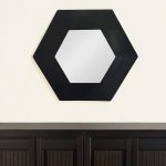 Homeroots - 19" Black Hexagon Wood Framed Accent Mirror