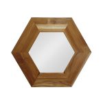 Homeroots - 19" Natural Hexagon Solid Wood Framed Accent Mirror - Image 2