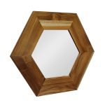 Homeroots - 19" Natural Hexagon Solid Wood Framed Accent Mirror - Image 3