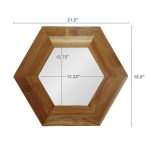 Homeroots - 19" Natural Hexagon Solid Wood Framed Accent Mirror - Image 6