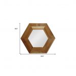 Homeroots - 19" Natural Hexagon Solid Wood Framed Accent Mirror - Image 5