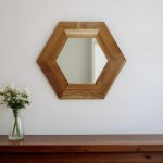 Homeroots - 19" Natural Hexagon Solid Wood Framed Accent Mirror