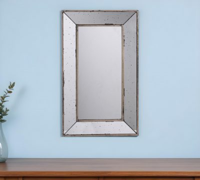 Homeroots - 24" Silver Framed Antiqued Accent Mirror