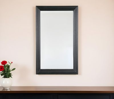 Homeroots - 26" Black Beveled Lines Framed Accent Mirror