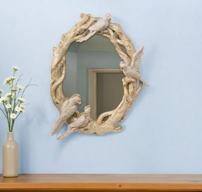 Homeroots - 22" Gold Birds and Branches Resin Framed Accent Mirror