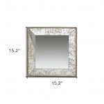 Homeroots - 15" Brown Square Framed Antiqued Damask Accent Mirror - Image 5
