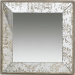 Homeroots - 15" Brown Square Framed Antiqued Damask Accent Mirror - Image 4