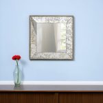 Homeroots - 15" Brown Square Framed Antiqued Damask Accent Mirror
