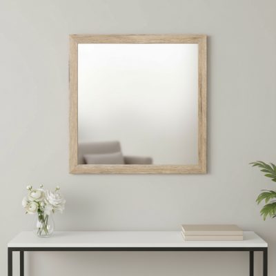 Homeroots - 40" Natural Square Wood Framed Accent Mirror