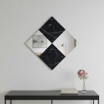 Homeroots - 32" Black And Gray Square Wood composite Framed Accent Mirror