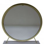 Homeroots - 19" Brass Round Metal Framed Freestanding Mirror - Image 2