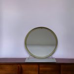 Homeroots - 19" Brass Round Metal Framed Freestanding Mirror