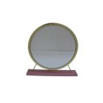 Homeroots - 19" Brass Round Metal Framed Freestanding Mirror - Image 3