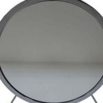 Homeroots - 19" Gray Round Metal Framed Freestanding Mirror - Image 4