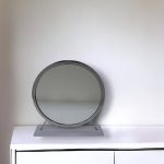 Homeroots - 19" Gray Round Metal Framed Freestanding Mirror