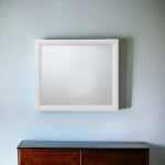Homeroots - 35" White Square Wood Framed Mounted Dresser Mirror