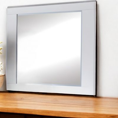 Homeroots - 37" White Wood Framed Mounted Dresser Mirror