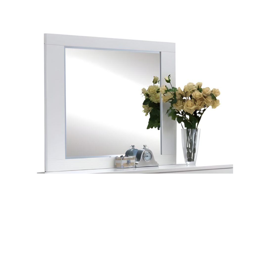 Homeroots - 37" White Wood Framed Mounted Dresser Mirror