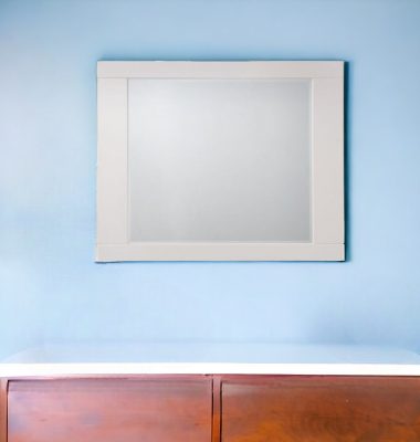 Homeroots - 37" White Square Wood Framed Mounted Dresser Mirror