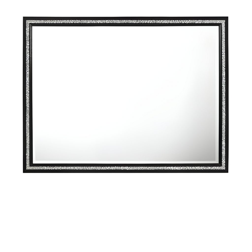 Homeroots - 35" Black Wood Framed Mounted Dresser Mirror