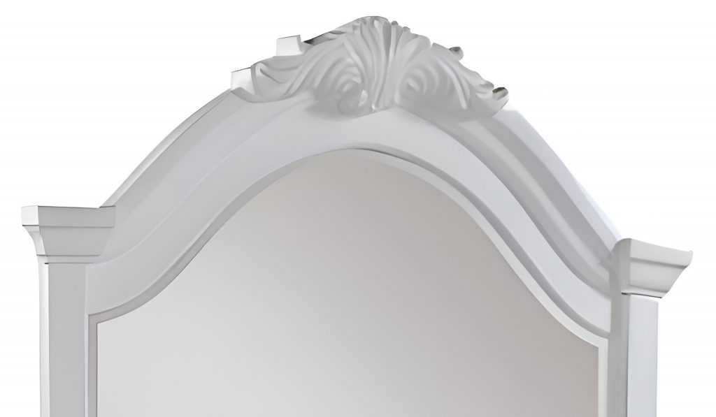 Homeroots - 43" White Crowned Top Wood Framed Mounted Dresser Mirror