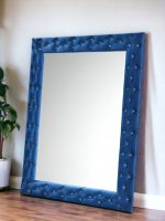 Homeroots - 74" Blue Square Wood Framed Mounted Accent Mirror