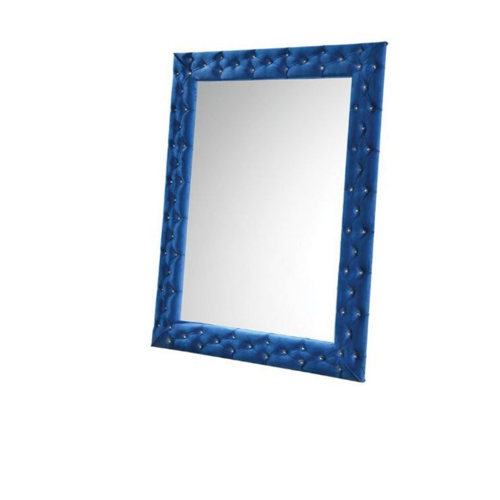Homeroots - 74" Blue Square Wood Framed Mounted Accent Mirror