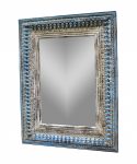 Homeroots - 50" Blue and Silver Solid Wood Framed Accent Mirror