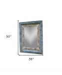 Homeroots - 50" Blue and Silver Solid Wood Framed Accent Mirror