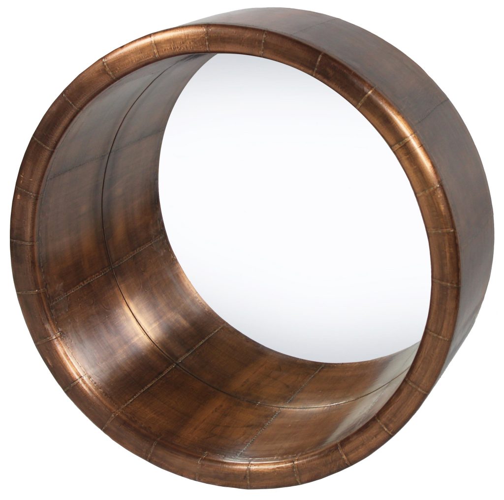Homeroots - 21" Copper Round Metal Framed Accent Mirror