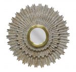 Homeroots - 44" Antiqued Gold Sunburst Wood and Metal Framed Accent Mirror - Image 2