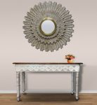 Homeroots - 44" Antiqued Gold Sunburst Wood and Metal Framed Accent Mirror