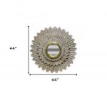 Homeroots - 44" Antiqued Gold Sunburst Wood and Metal Framed Accent Mirror - Image 7