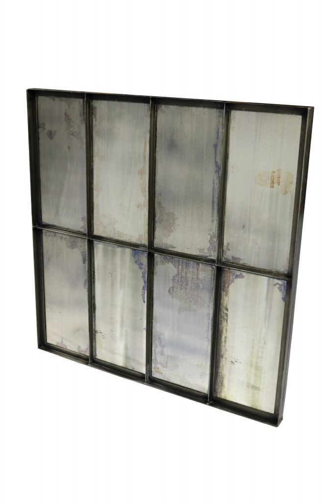 Homeroots - 40" Black Square Metal Framed Accent Mirror