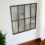 Homeroots - 40" Black Square Metal Framed Accent Mirror