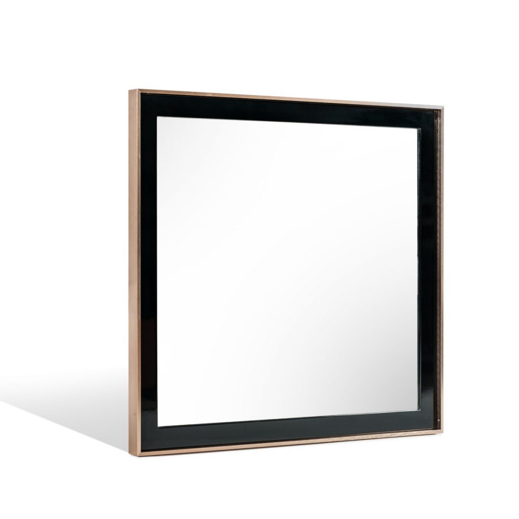 Homeroots - 39" Rose Gold and Black Wood and Metal Framed Accent Mirror