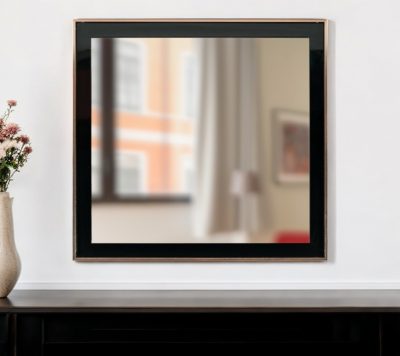 Homeroots - 39" Rose Gold and Black Wood and Metal Framed Accent Mirror