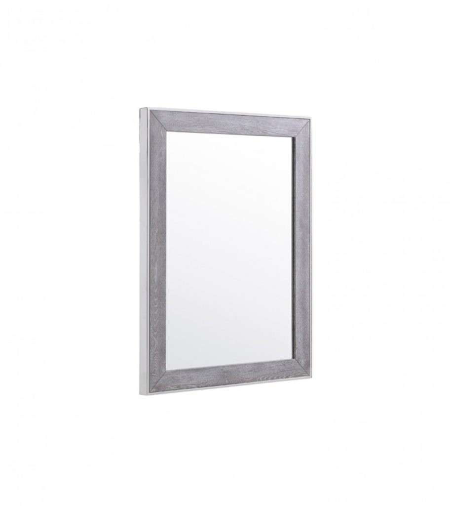 Homeroots - 40" Gray and Silver Wood and Metal Framed Accent Mirror