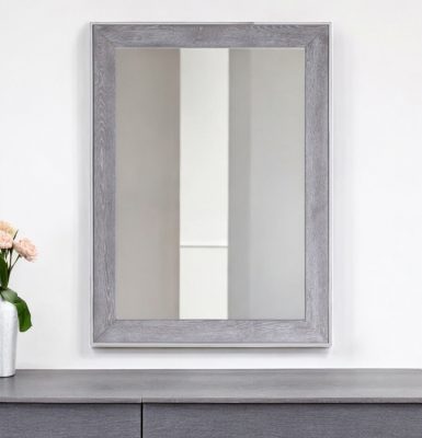 Homeroots - 40" Gray and Silver Wood and Metal Framed Accent Mirror