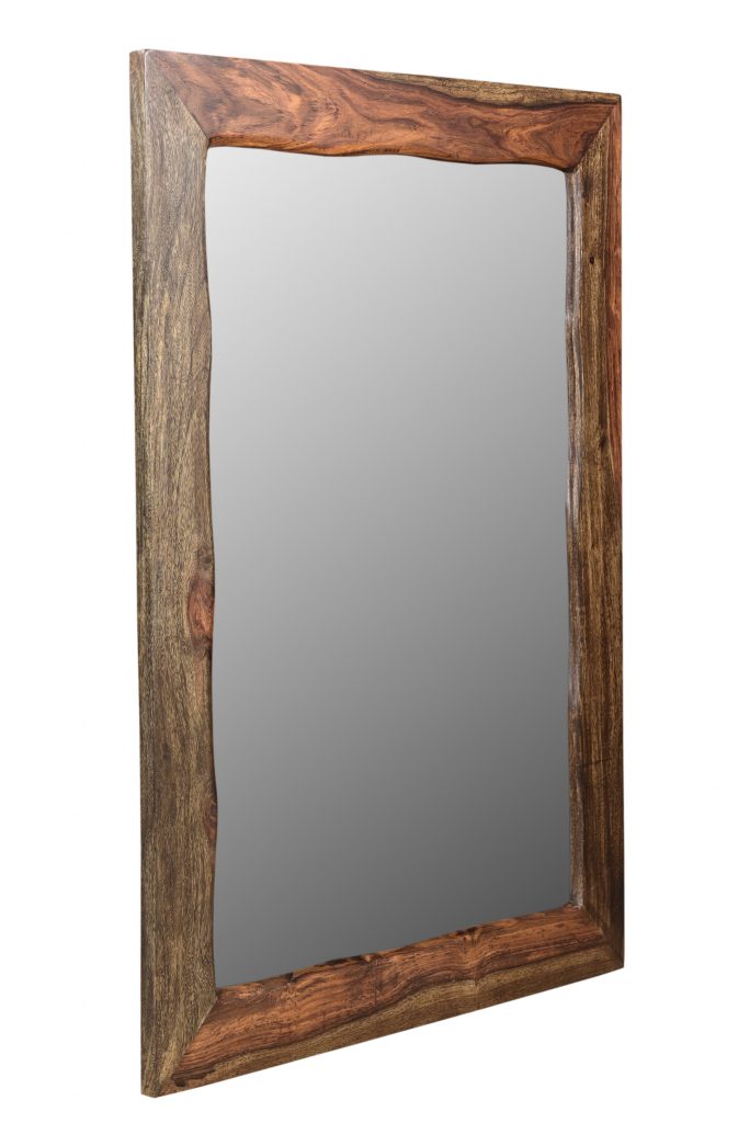 Homeroots - 44" Dark Brown Solid Wood Framed Accent Mirror