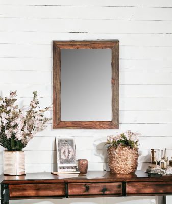 Homeroots - 44" Dark Brown Solid Wood Framed Accent Mirror