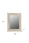 Homeroots - 47" Antiqued White Solid Wood Carved Scrollwork Accent Mirror