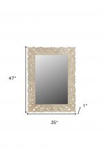 Homeroots - 47" Antiqued White Solid Wood Carved Scrollwork Accent Mirror - Image 5