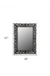 Homeroots - 47" Black  Floral Carved Solid Wood Framed Accent Mirror