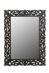 Homeroots - 47" Black  Floral Carved Solid Wood Framed Accent Mirror