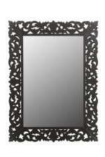 Homeroots - 47" Black  Floral Carved Solid Wood Framed Accent Mirror - Image 2