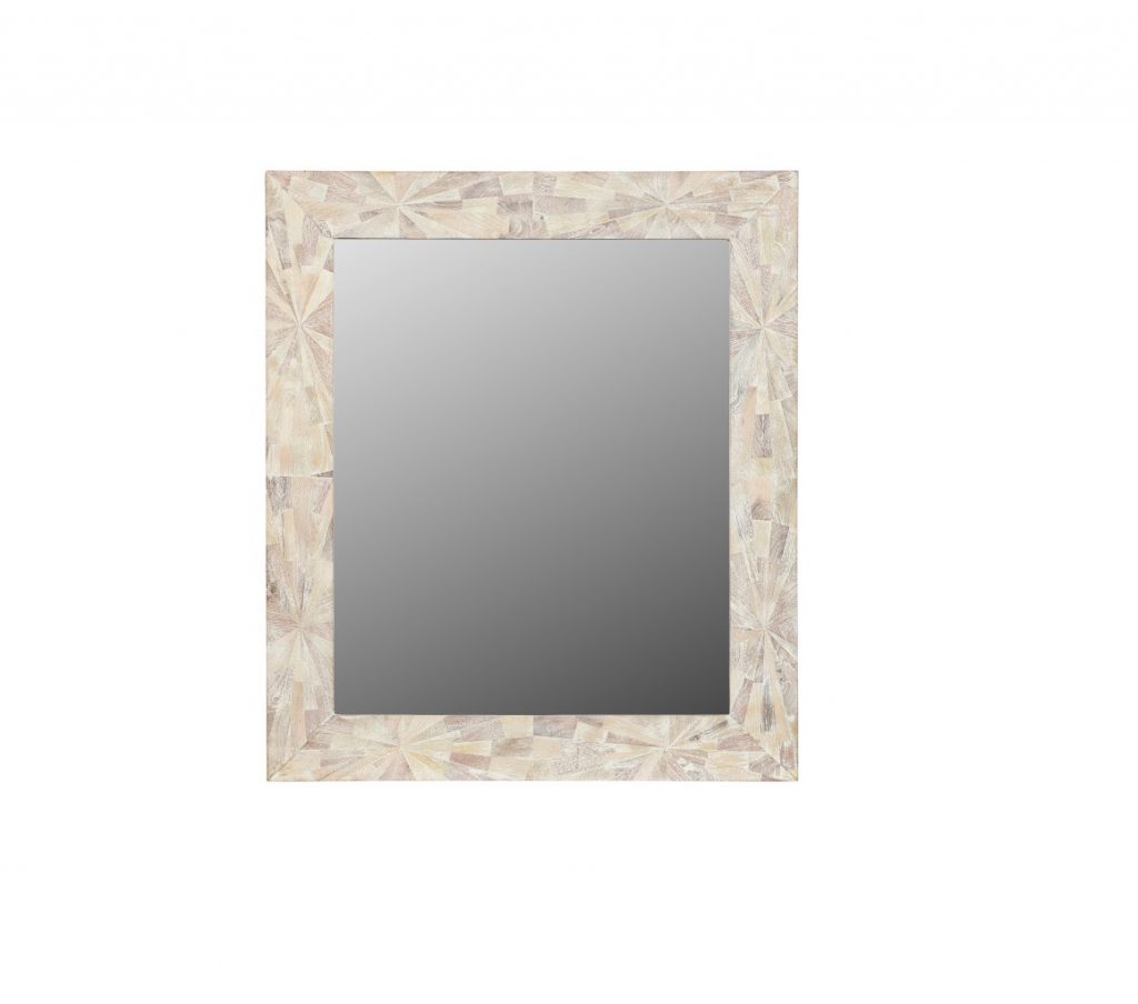 Homeroots - 46" White Solid Wood Geometric Starburst Framed Accent Mirror