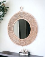 Homeroots - 37" Natural Round Framed Accent Mirror