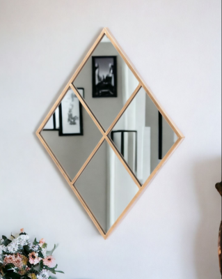 Homeroots - 41" Gold Diamond Steel Framed Accent Mirror